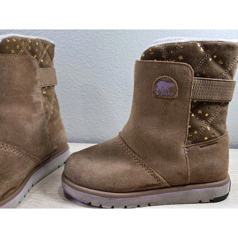 Sorel Whitney II Strap Youth Waterproof Boots Brown Stars US 3